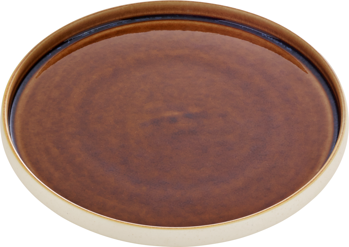 Plate flat round brown 21cm