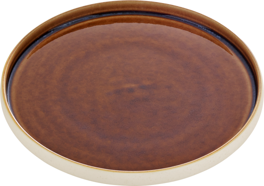 Plate flat round brown 21cm