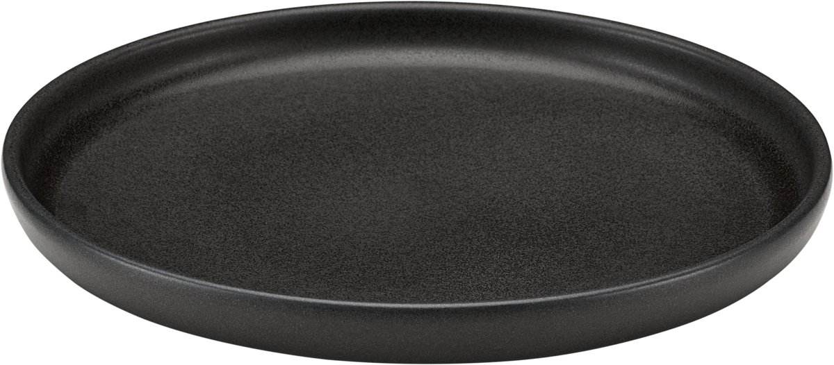 Plate flat round black 22cm
