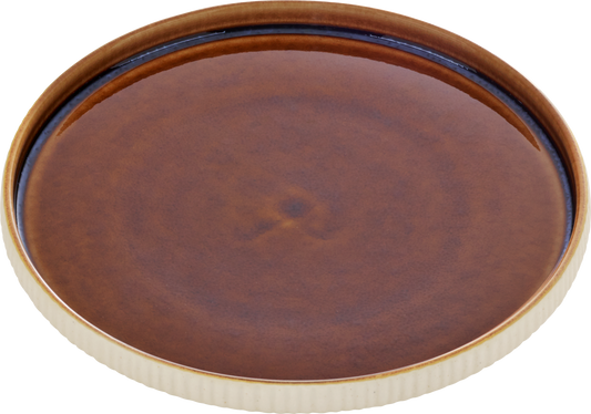 Plate flat round embossed brown 21cm