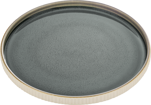 Plate flat round embossed grey 21cm