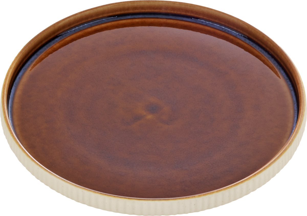 Plate flat round embossed brown 27cm