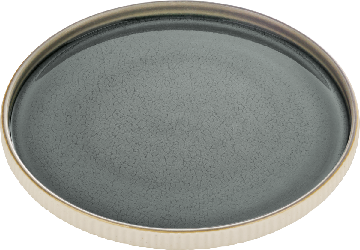 Plate flat round embossed gray 27cm