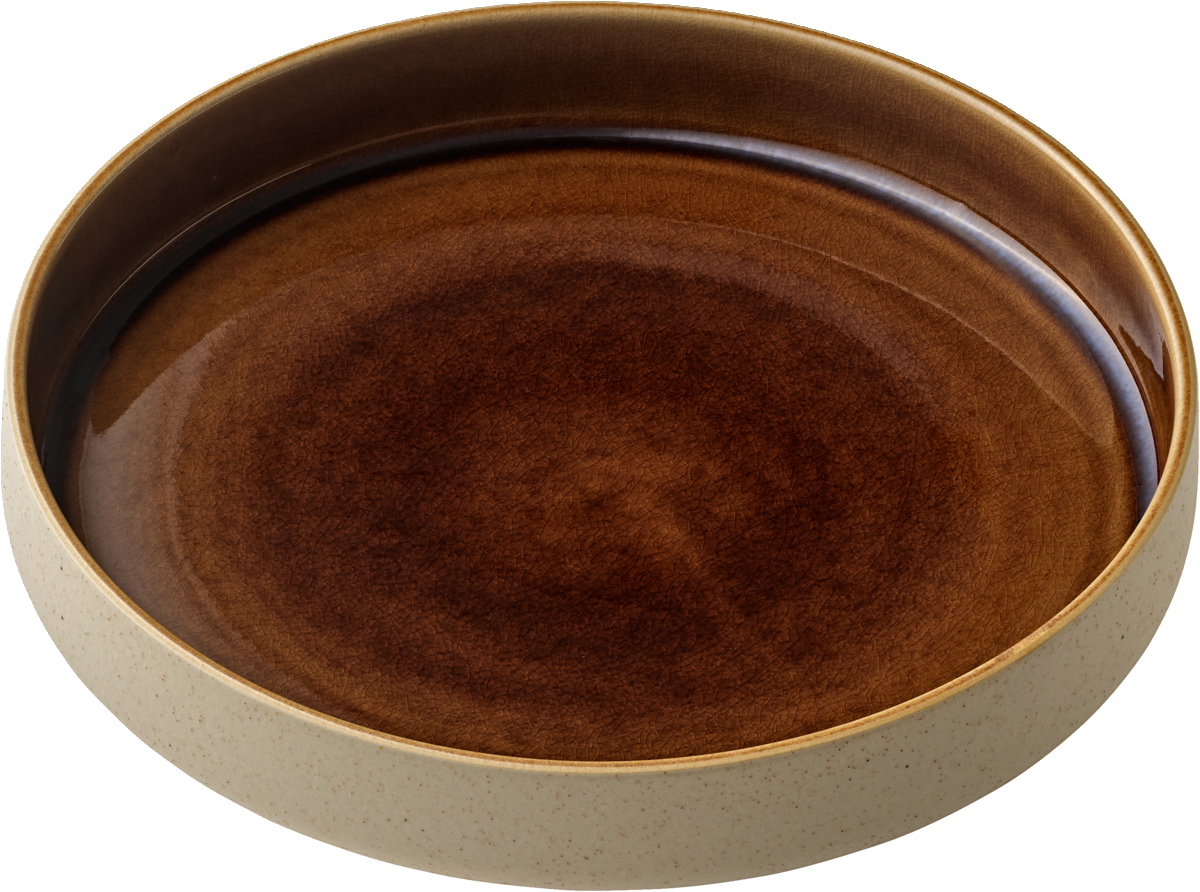 Plate round deep high rim brown 24cm