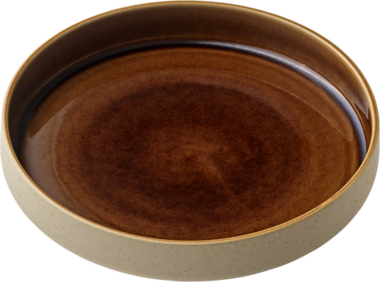 Plate round deep high rim brown 24cm