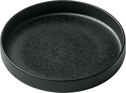 Plate round deep high rim black 24cm
