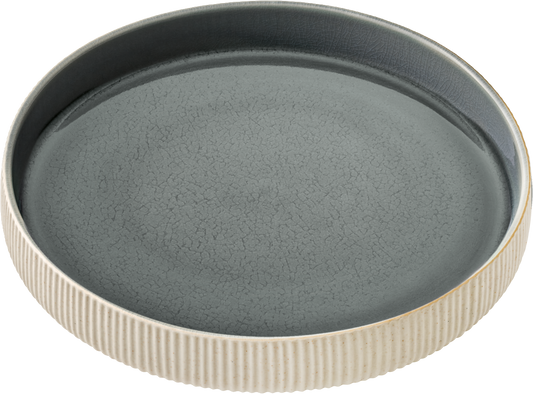 Plate round deep high rim embossed gray 24cm