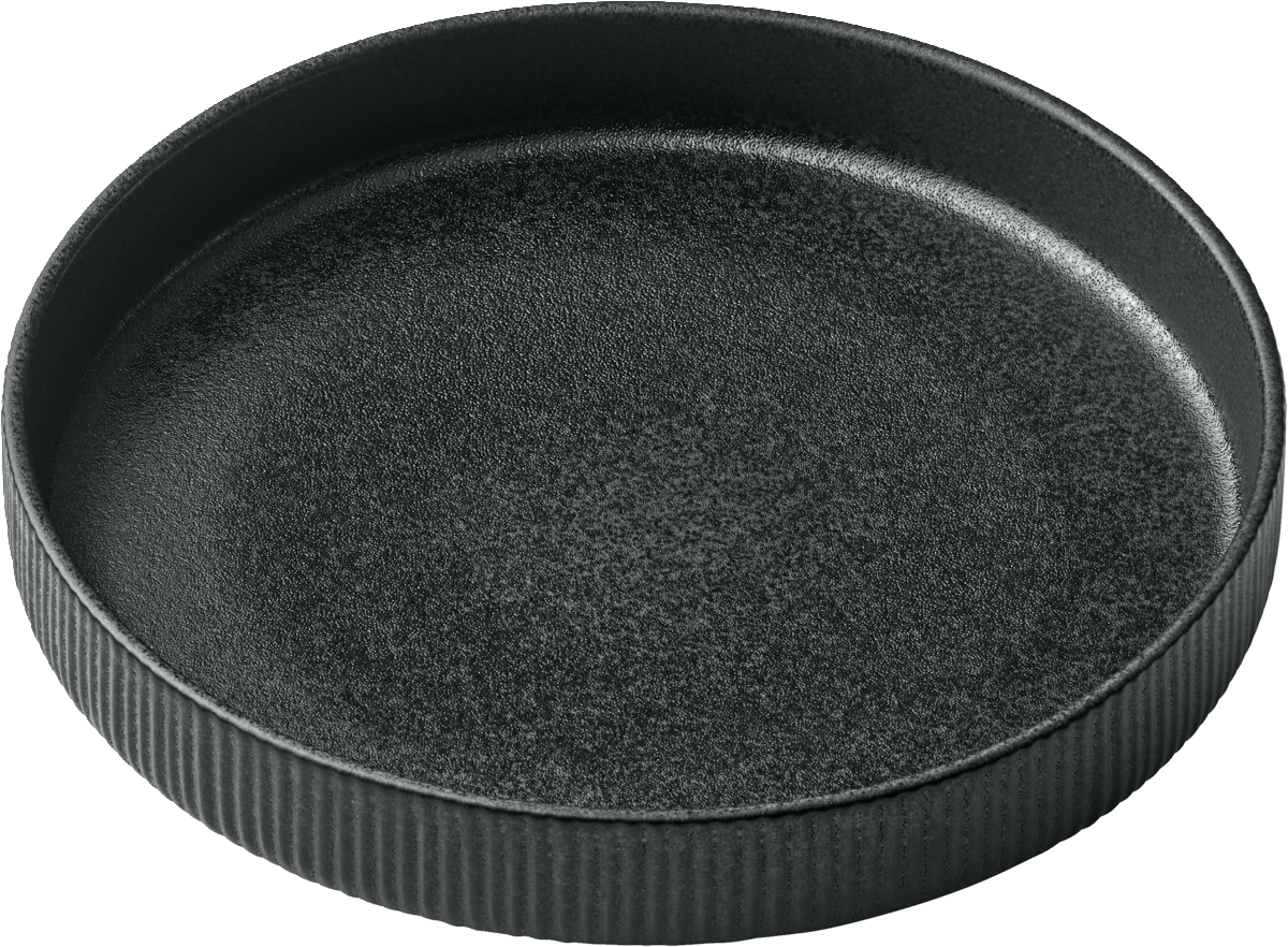 Plate round deep high rim embossed black 24cm