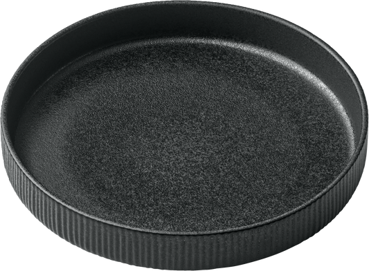 Plate round deep high rim embossed black 24cm