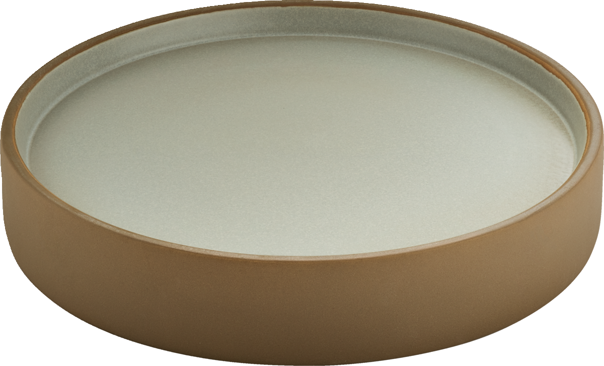 Plate flat/deep round beige/grey 24cm
