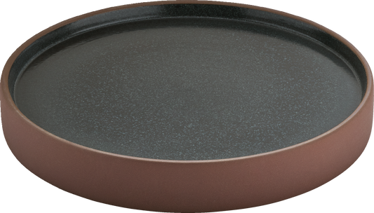Plate flat/half-deep round brown/black 21cm