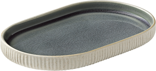 Platter oval coupe embossed grey 18cm