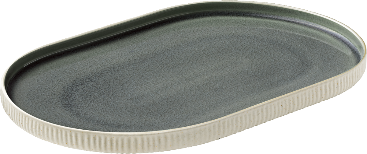 Platter oval coupe embossed gray 30cm