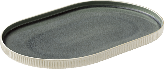 Platter oval coupe embossed gray 30cm