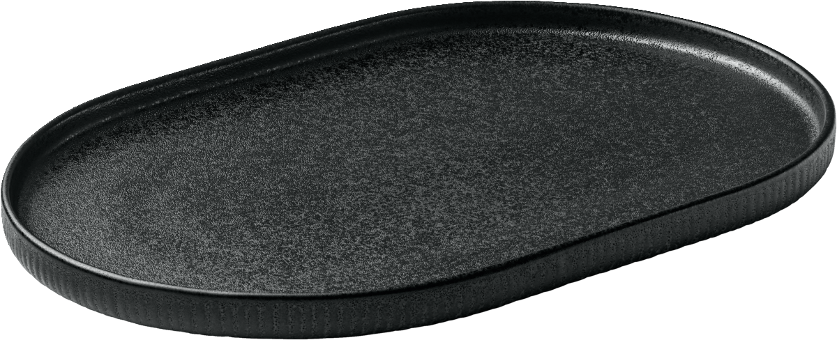 Platter oval coupe embossed black 30cm