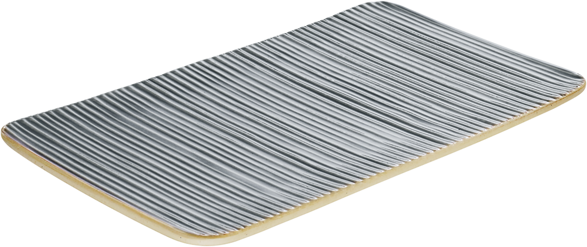Platter rectangular embossed gray 30x18cm