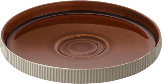 Saucer round embossed brown 15cm