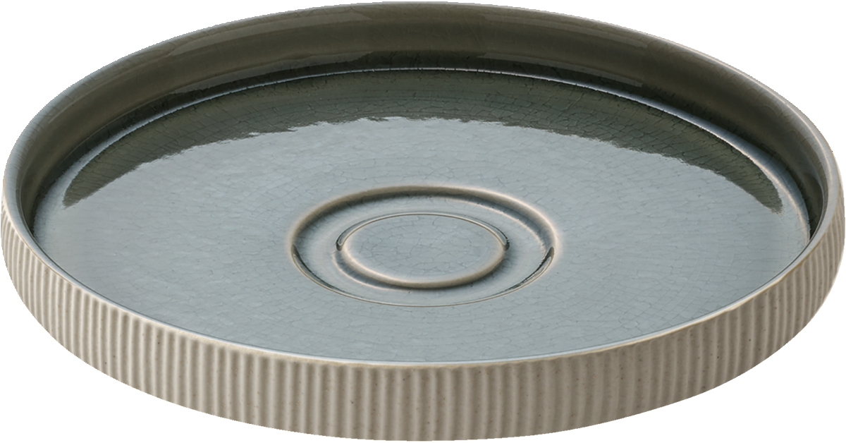 Saucer round embossed grey 15cm