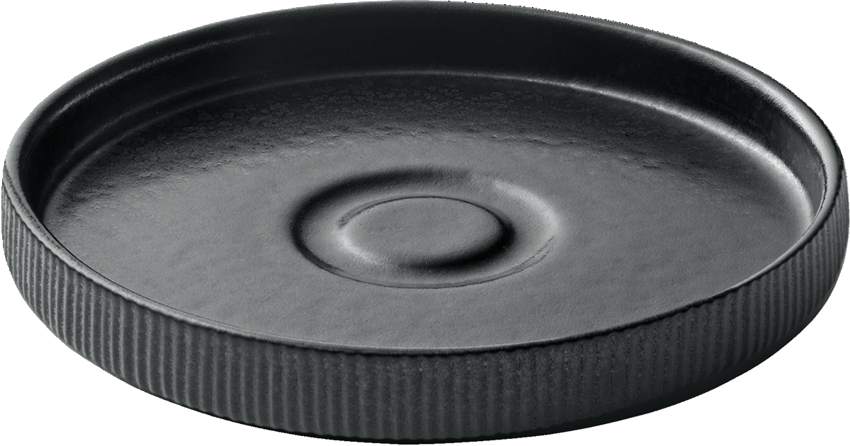 Saucer round embossed black 15cm