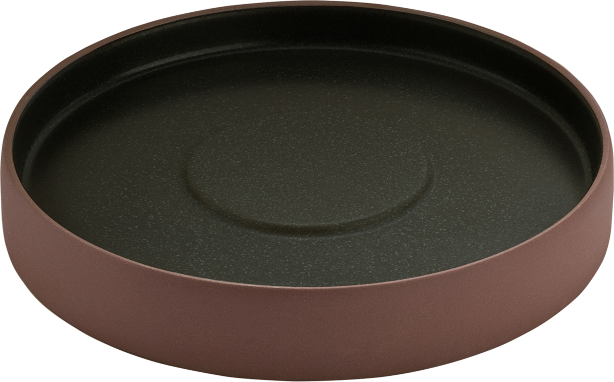 Plate/Saucer round brown/black 14cm