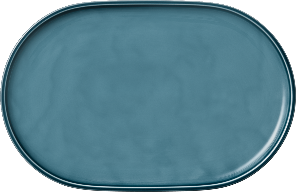 Platter oval coupe PETROL BLUE 36x24cm